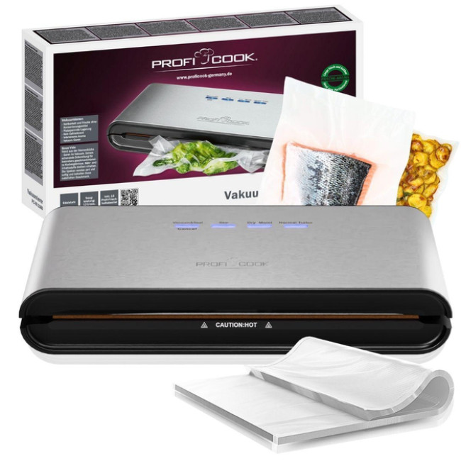 Вакуумный упаковщик ProfiCook 120 Вт 12 литров/мин + 18 пакетов Sous-Vide (PC-VK 1080)