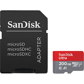 Карта памяти SanDisk 200 Гб microSDXC UHS-I Ultra A1 + SD adapter SDSQUAR-200G-GZFMA