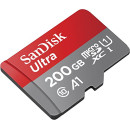 Карта памяти SanDisk 200 Гб microSDXC UHS-I Ultra A1 + SD adapter SDSQUAR-200G-GZFMA