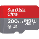Карта памяти SanDisk 200 Гб microSDXC UHS-I Ultra A1 + SD adapter SDSQUAR-200G-GZFMA