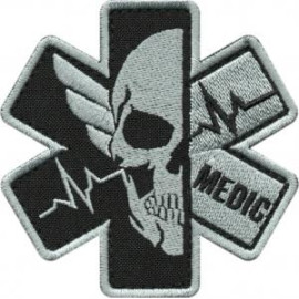 Шеврон PATCH ПАТРИОТ Медик «Парамедики / тк.чорна/сіра», на липучці віелкро