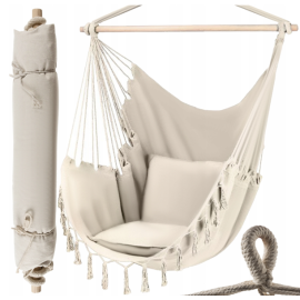Кресло гамак Бразильське Malatec бежевий 97 см до 150 кг (Польща)