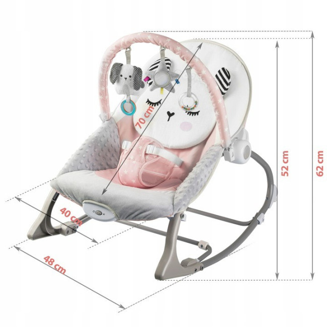 Шезлонг качалка с вибрацией RicoKids розовое (Польша)