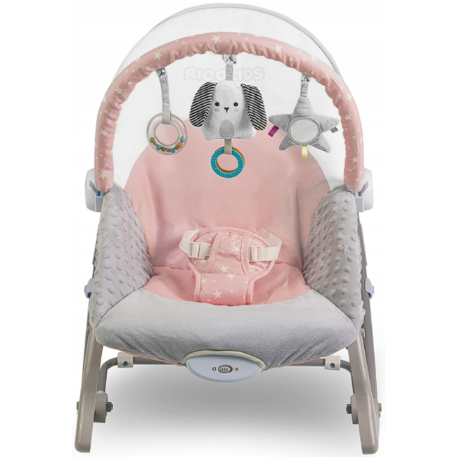 Шезлонг качалка с вибрацией RicoKids розовое (Польша)