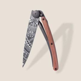 Нож складной c тату DEEJO 37G Coral wood / Polynesian (1GB000139)