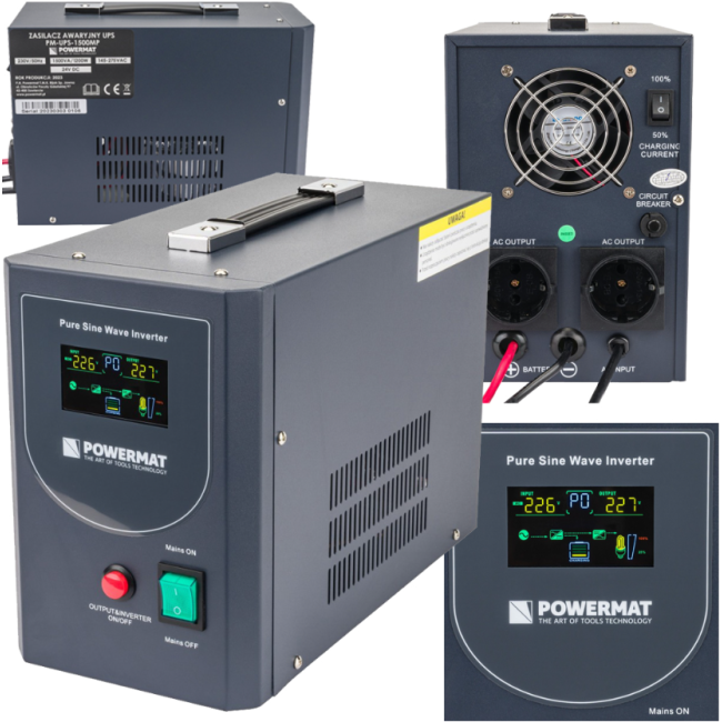 ИБП Powermat 1500ВА 1200Вт чистая синусоида + аккумулятор GEL 100Ah (Польша)