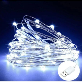 Светодіодна гірлянда Нитка 20м холодний білий 200LED USB