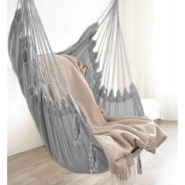 Крісло гамак Бразильське Malatec сірий 97х130 см до 150 кг (Польща)