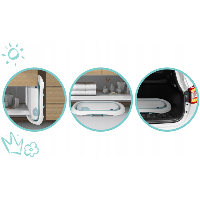 Ванночка детская складная с ЖК-термометром RicoKids голубая (Польша)