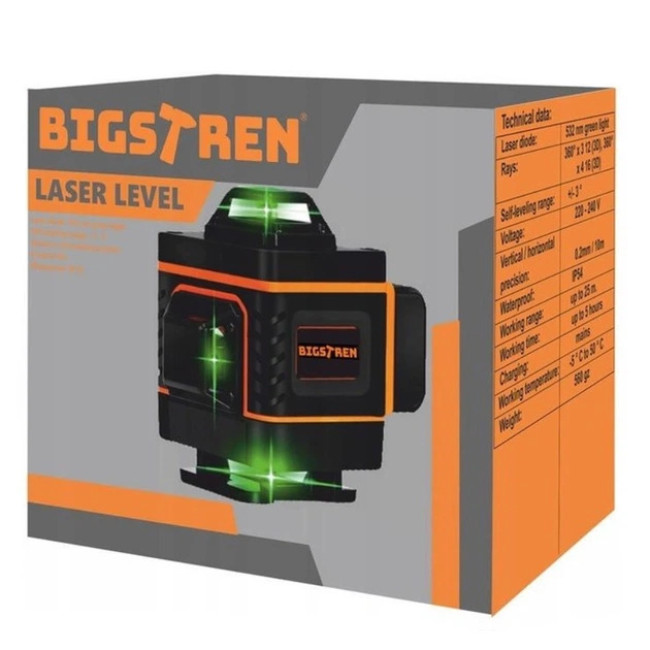 Лазерний рівень Bigstren 18763, 16 ліній 4D