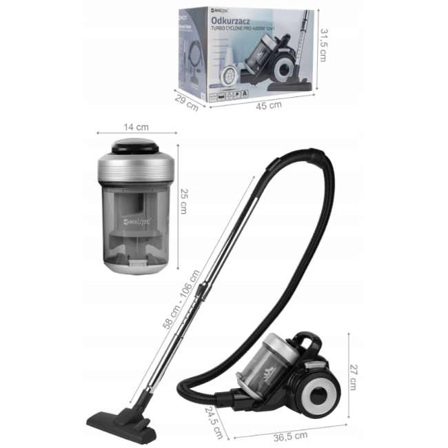 Пилосос безмішковий 12в1 MalTec TURBO CYCLONE (Польща)