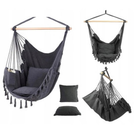 Підвісне крісло бразильський гамак BOHO 100см + 2 шт подушки Dark Grey