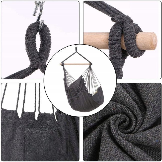 Підвісне крісло бразильський гамак BOHO 100см + 2 шт подушки Dark Grey