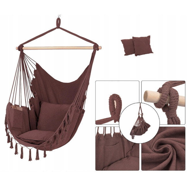 Підвісне крісло бразильський гамак BOHO 100см + 2 шт подушки Burgundy