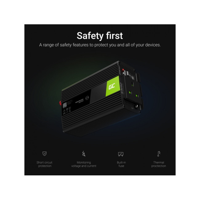 Преобразователь напряжения инвертор Green Cell 24V на 230V 500W/1000W UK чистая синусоида