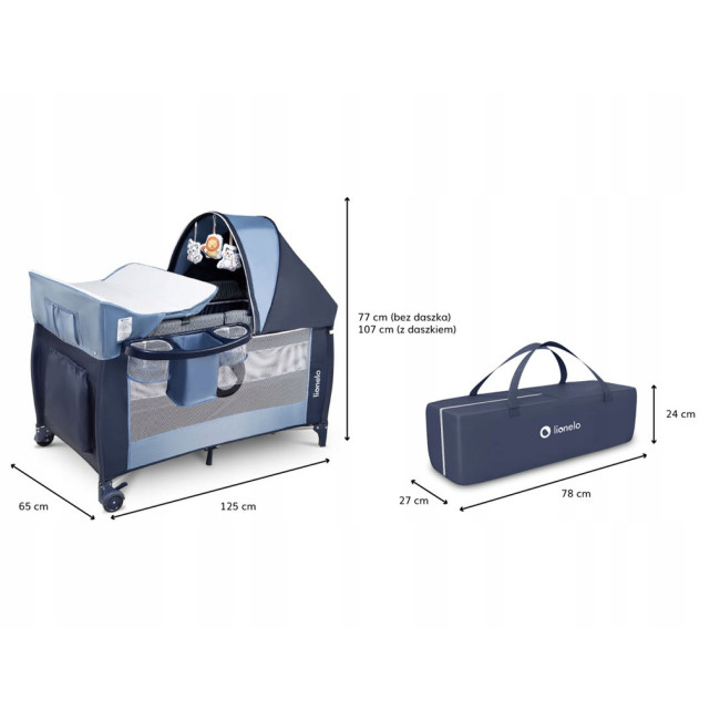 Ліжечко-манеж Lionelo SVEN BLUE NAVY