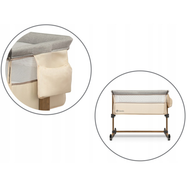 Кроватка приставная 3в1 Lionelo Leonie Beige Sand