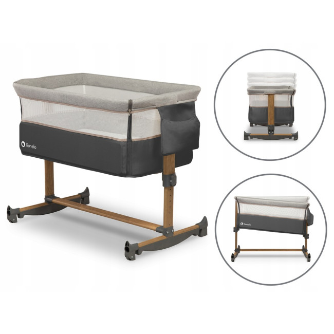 Кроватка приставная 3в1 Lionelo Leonie Grey Stone