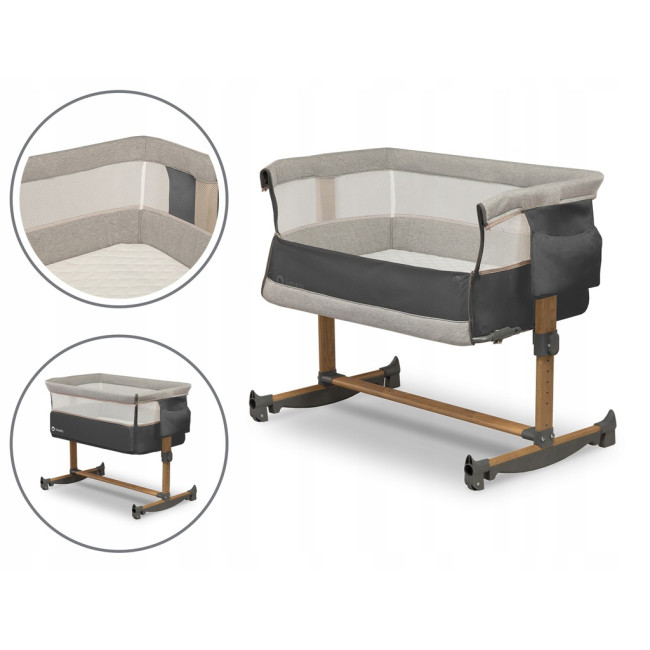 Кроватка приставная 3в1 Lionelo Leonie Grey Stone