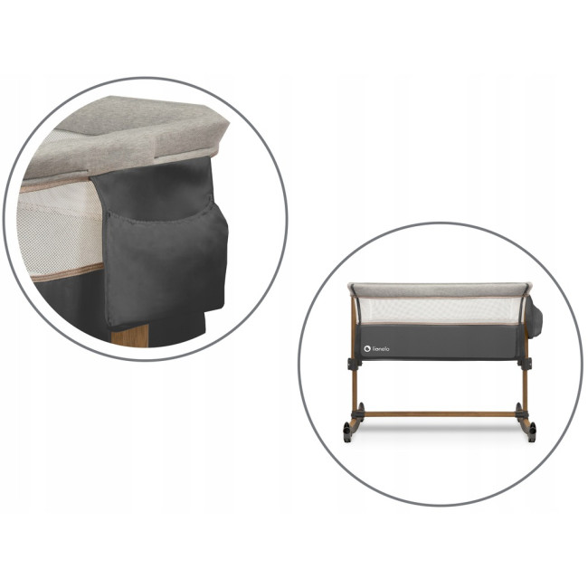 Кроватка приставная 3в1 Lionelo Leonie Grey Stone