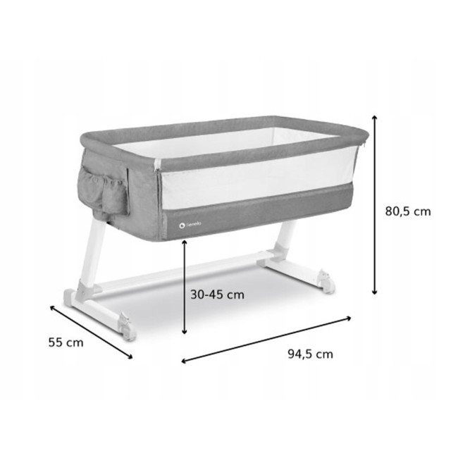 Кроватка приставная Lionelo THEO Concrete