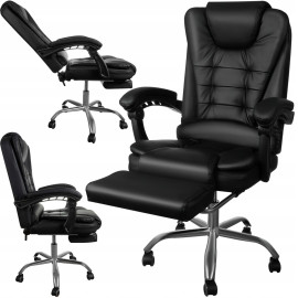 Кресло офисное экокожа с подставкой для ног черное MALATEC 23286