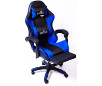 Крісло геймерське DIEGO з підставкою для ніг та масажем чорно-синє