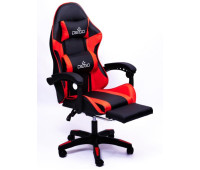 Кресло геймерское DIEGO с подставкою для ног и массажем черно-красное