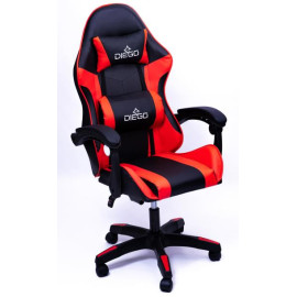 Крісло геймерське DIEGO з масажем чорно-червоне