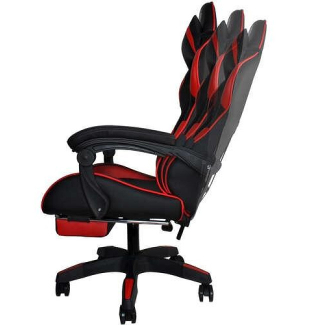 Крісло ґеймерське MALATEC Dunmoon з підставкою для ніг, чорно-червоне (8979)