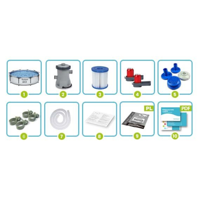Каркасный бассейн Bestway 56408, размер 305 x 76 см с фильтрующим насосом