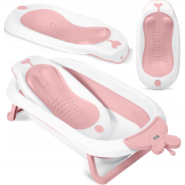 Ванночка дитяча складана з вкладишем та термометром RicoKids біло-рожева (Польща)