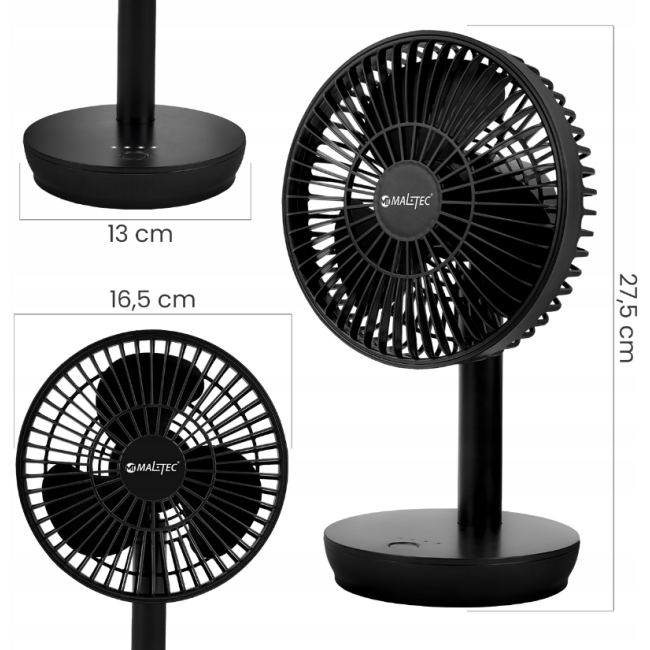 Настільний вентилятор бездротовий MalTec чорний (Польща)