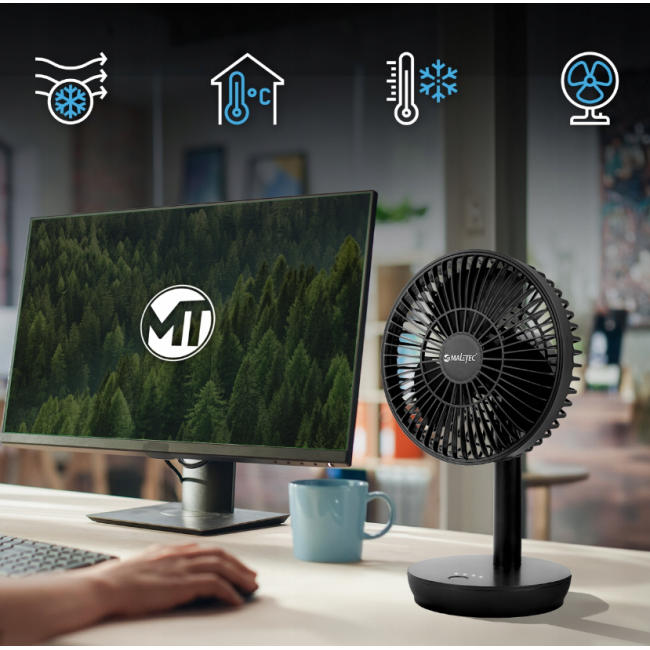Настільний вентилятор бездротовий MalTec чорний (Польща)