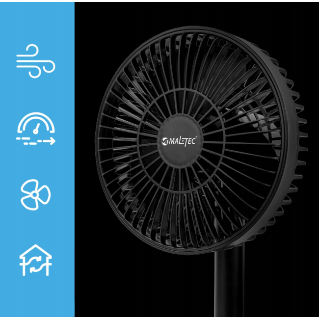 Настільний вентилятор бездротовий MalTec чорний (Польща)