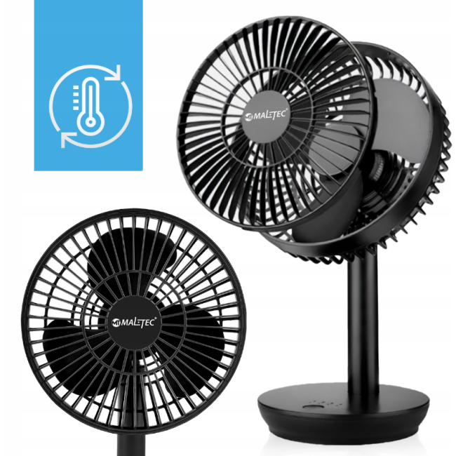 Настільний вентилятор бездротовий MalTec чорний (Польща)