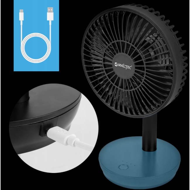 Настільний вентилятор бездротовий MalTec чорний (Польща)