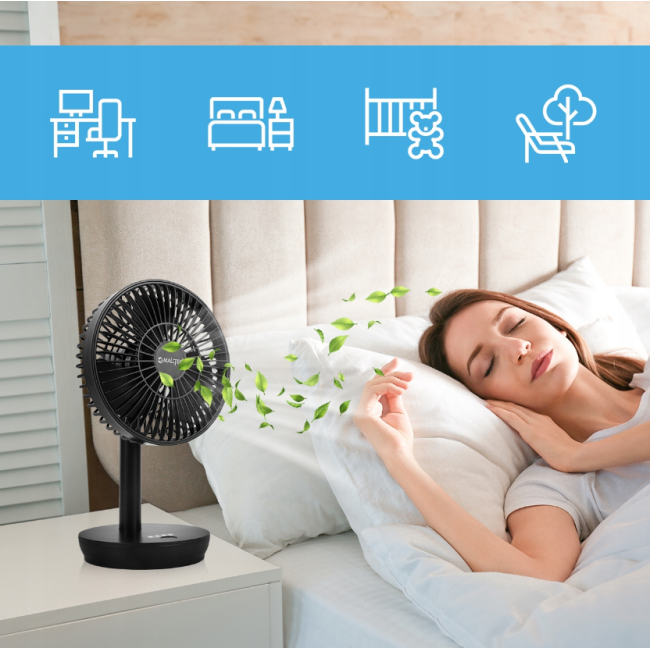 Настільний вентилятор бездротовий MalTec чорний (Польща)