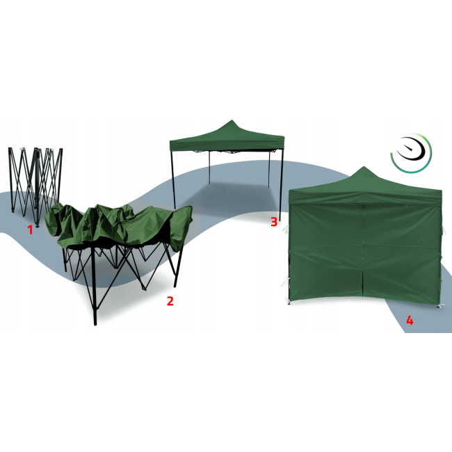 Павільйон садовий 3х3м 4 стіни MalTec зелений (Польща)