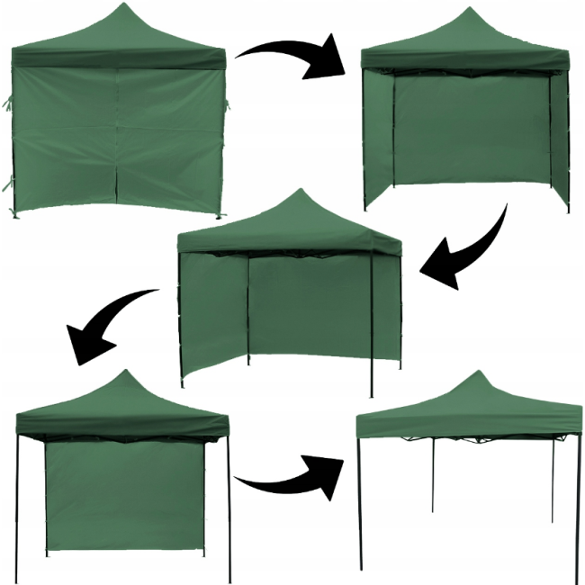 Павільйон садовий 3х3м 4 стіни MalTec зелений (Польща)