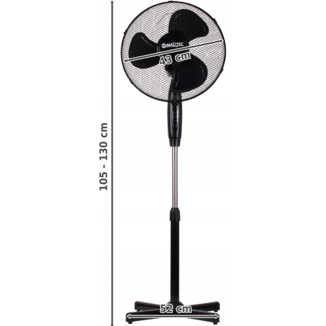 Вентилятор для підлоги MalTec чорний (Польща)