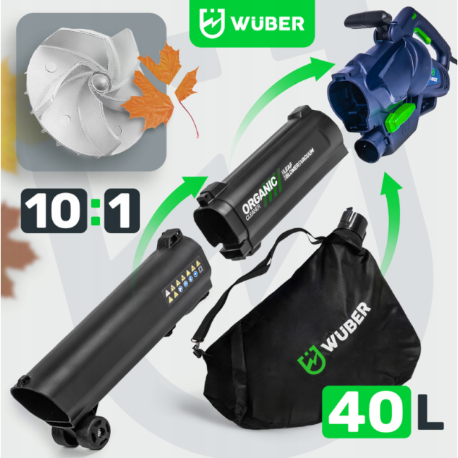 Садовий пилосос електричний Wuber 3000Вт 40л (Польща)