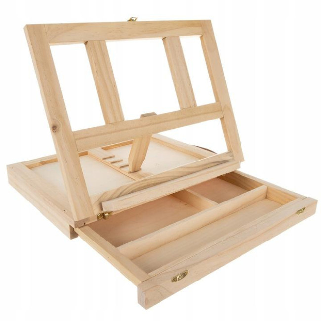 Подарочный художественный набор для рисунка с мольбертом Maaleo в чемодане (46 предметов)