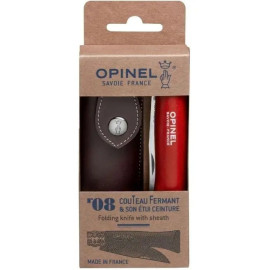 Туристичний ніж з ремінцем і чохлом 85мм, граб Opinel Колорама 08 Червоний 001890