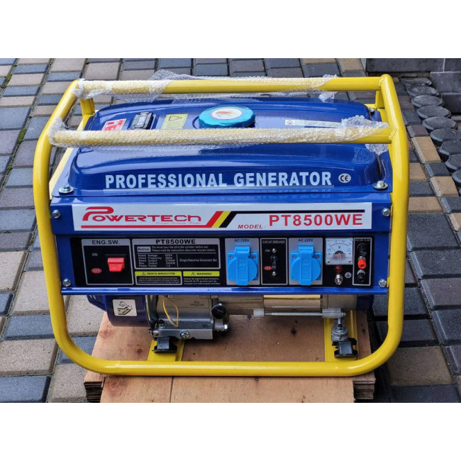 Генератор бензиновий PowerTech PT8500WE Однофазний 2,5-3 кВт