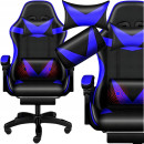 Крісло геймерське PLAYER з підставкою для ніг та масажем Blue/Black (100002)