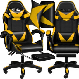Крісло геймерське PLAYER з підставкою для ніг та масажем Black/Yellow