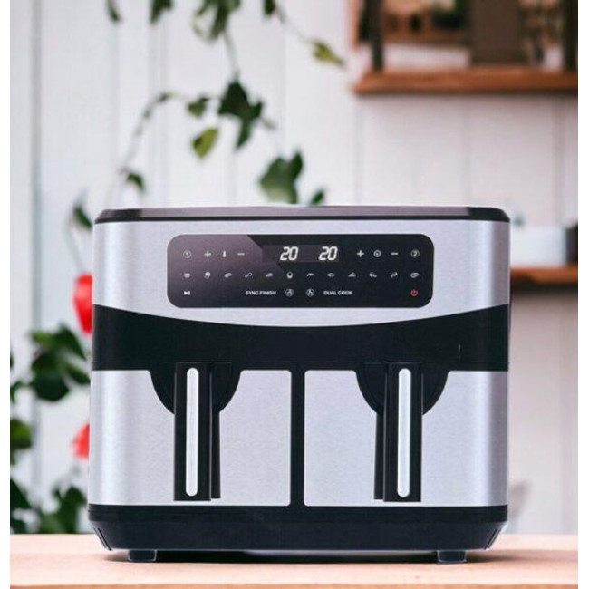 Мультипечь-аэрофритюрница двойная 11 л нержавеющая сталь (цифровая без жира,циркуляция воздуха)