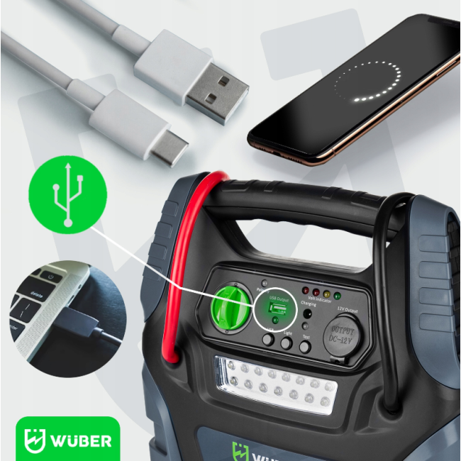 Пусковое устройство (Бустер) c компрессором 5в1 17Ач Wuber (Польша)