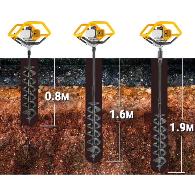 Мотобур бензиновый Majster Polska 6л.с. (Польша)